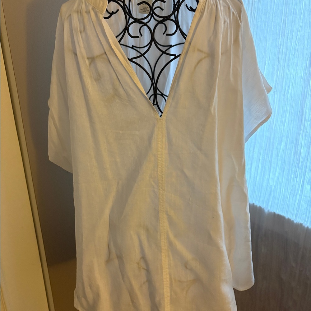 H&M White V-Neck Blouse